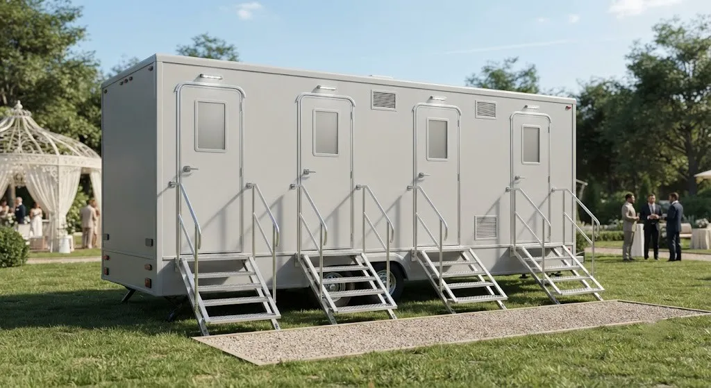 4 stall restroom trailer from our West Jordan fleet